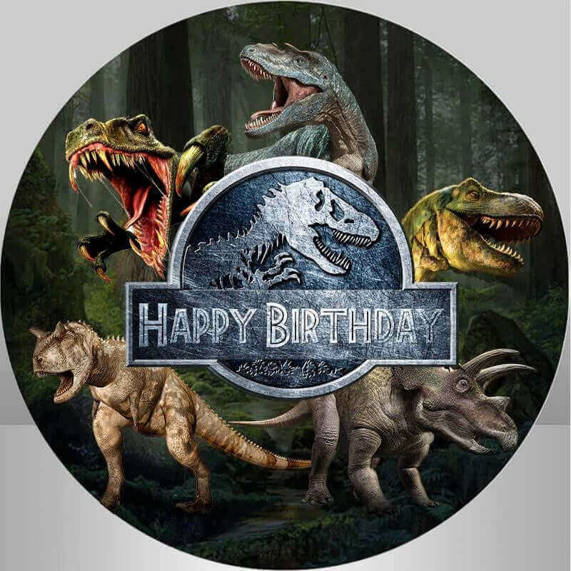 Festa sullo sfondo di buon compleanno a tema dinosauri Jurassic Park World