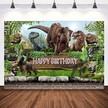 Jurassic World Park – arrière-plan de photographie de dinosaure, arrière-plan de fête d'anniversaire pour enfants, fête prénatale