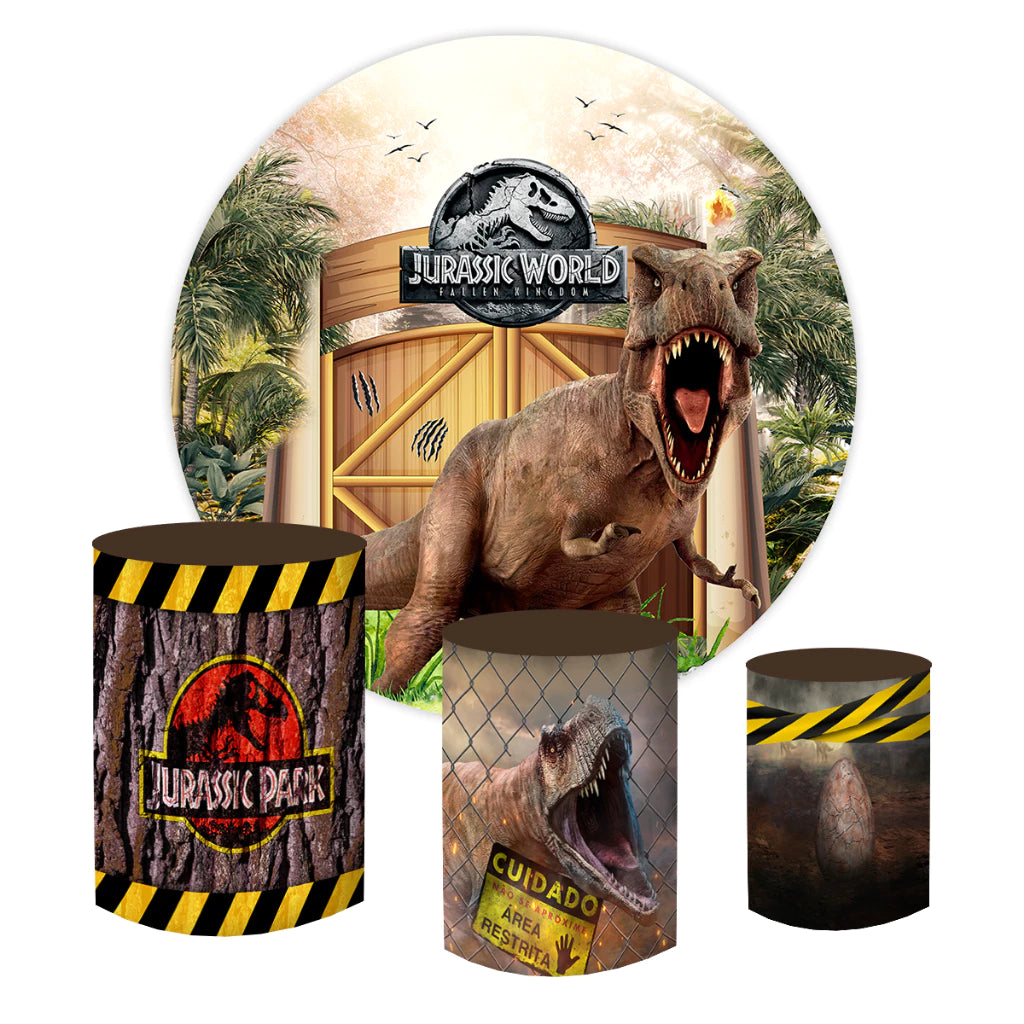 Jurassic World Dinosaur Baby Shower Birthday Round Backdrop