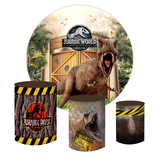Jurassic World Dinosaur Baby Shower Birthday Round Backdrop
