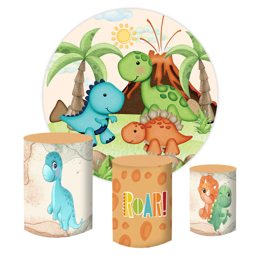 Kids Dinosaur Theme Round Backdrop for Birthday