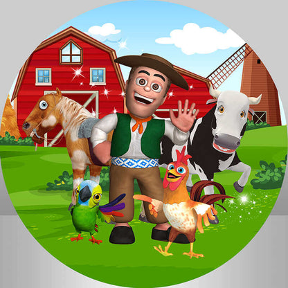 Круглый фон с изображением сельскохозяйственных животных La Granja De Zenon для вечеринки