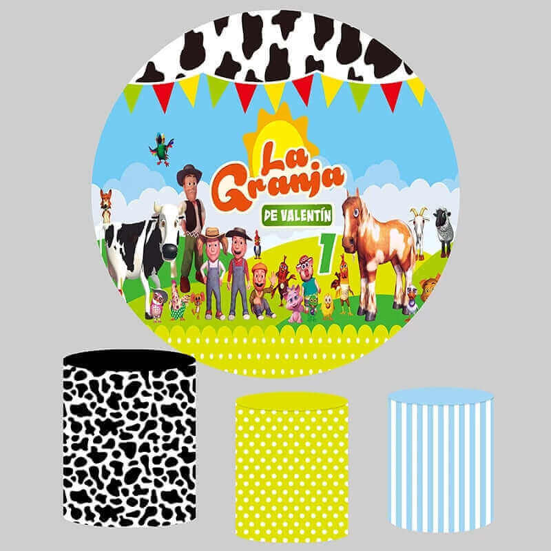 La Granja De Zeno Fondale rotondo Cover Circle Baby Shower Background Party