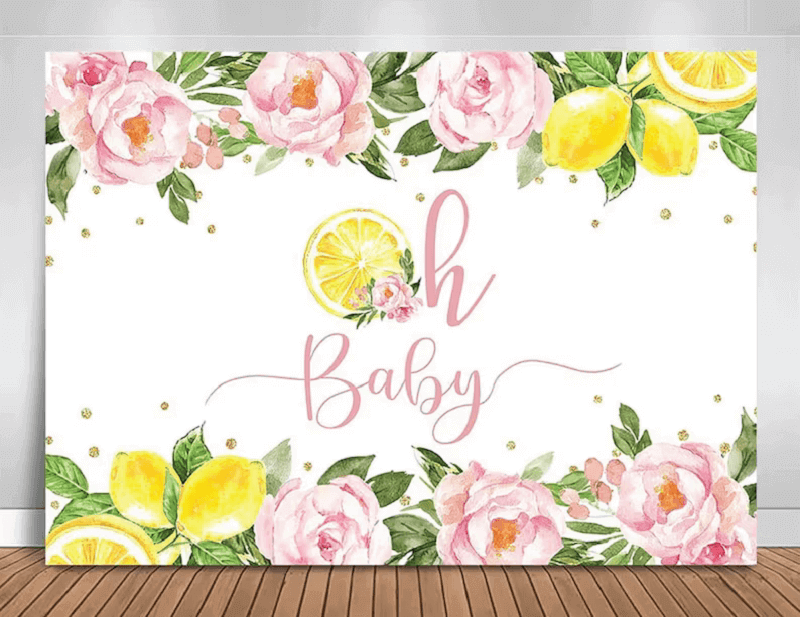 Lemon Oh Baby tło dla dziewczynek kwiaty noworodka prysznic urodziny fotografia tło
