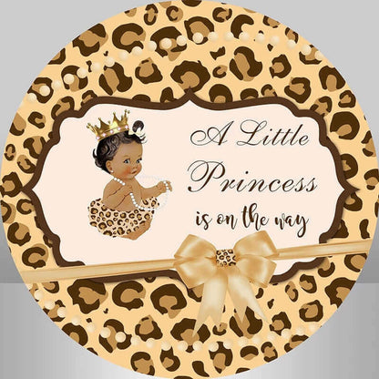 Leopard theme Newborn Princess Baby Shower Round Background