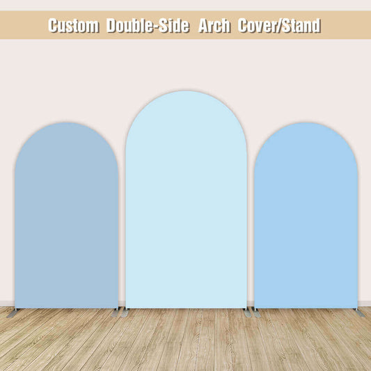 Light Blue Arched Backdrop Covers Fabric Double-Sided Party Arch Frames Baby Shower Wedding Photo