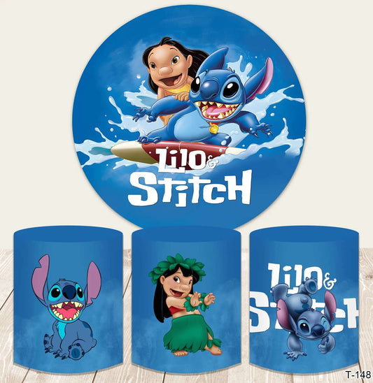 Lilo & Stitch – couverture de fond circulaire, décoration de fête d'anniversaire pour enfants, fond rond