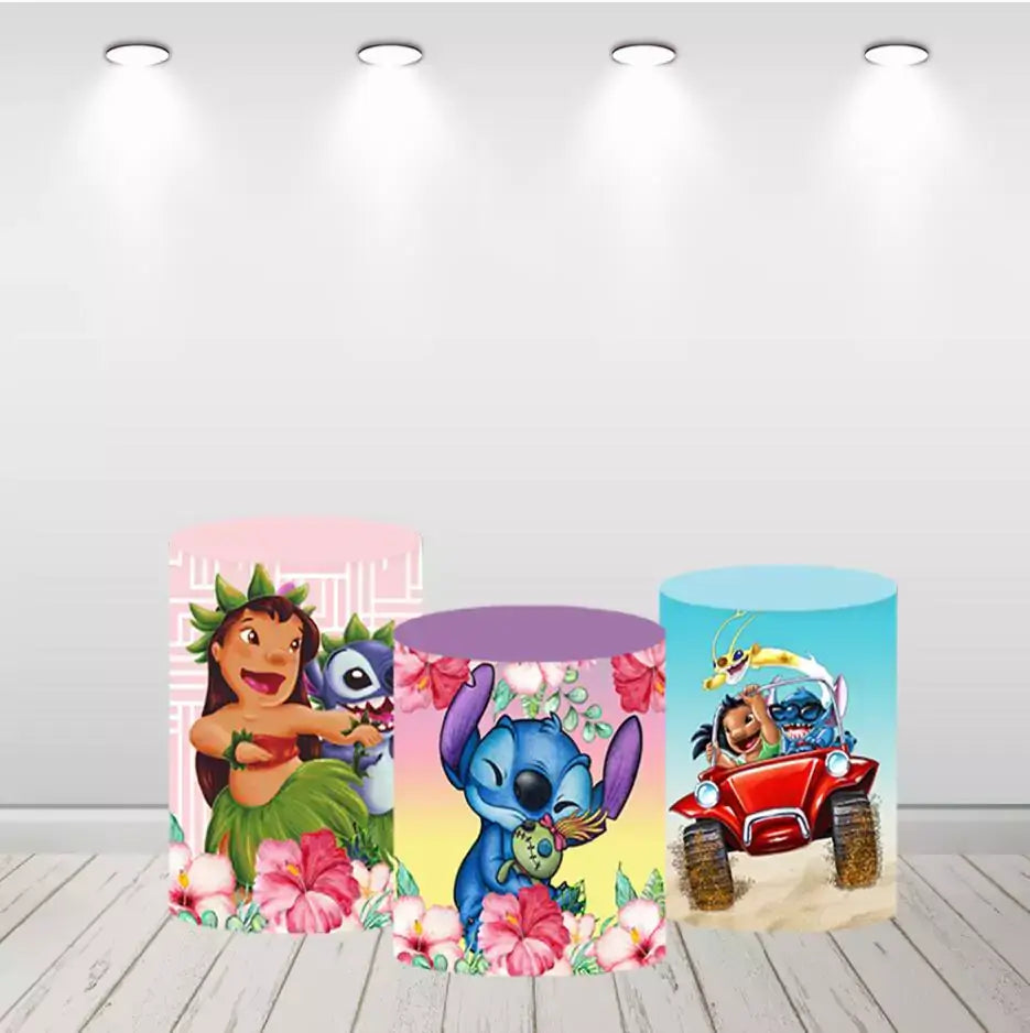 Lilo & Stitch Baby Shower Circle Backdrop Kids Birthday Party kerek borító
