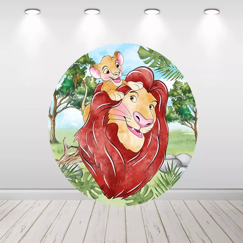 Lion King Round Backdrop Simba Mufasa Birthday Party Decor