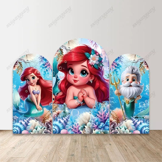 Little Mermaid Ariel Arch Backdrop Cover Underwater Coral Shell Chiara Wall Banner
