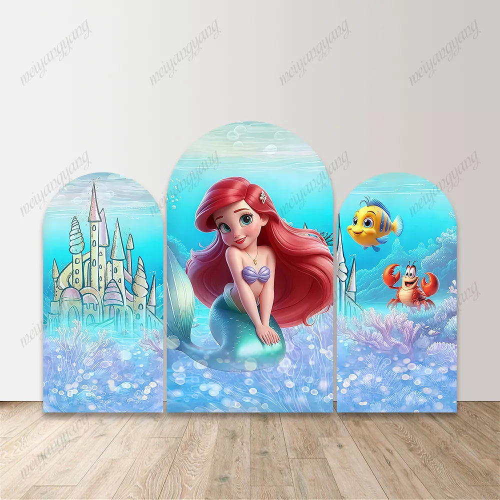 Little Mermaid Ariel Underwater Castle Arch Backdrop Cover