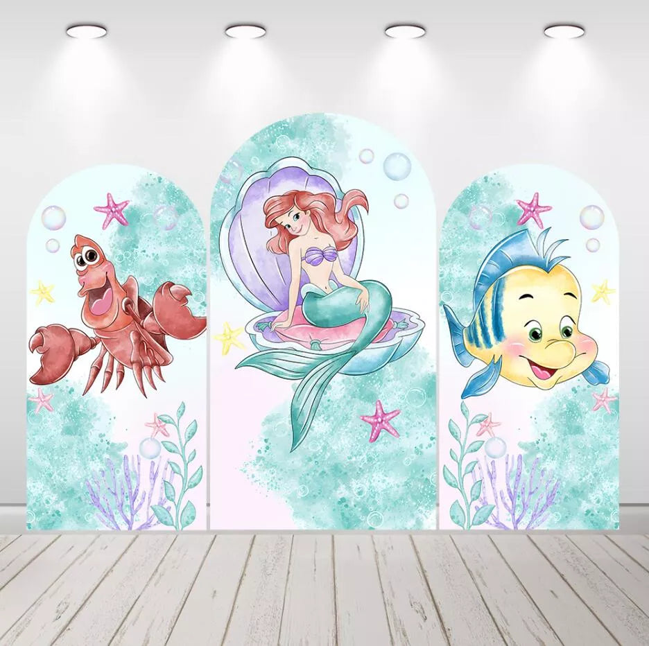 Little Mermaid Princess Ariel Arch Backdrop Under The Sea Girls Birthday Party Decor