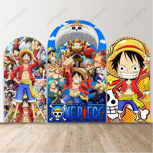 Luffy Straw Hat Crew Anime Birthday Party Photo Background Chiara Arch Backdrop