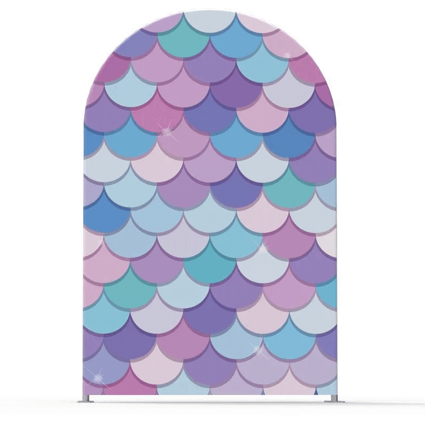 Mermaid Scales Double-Sided Arch Cover Photo Backdrop Birthday Wedding Photography Background Chiara