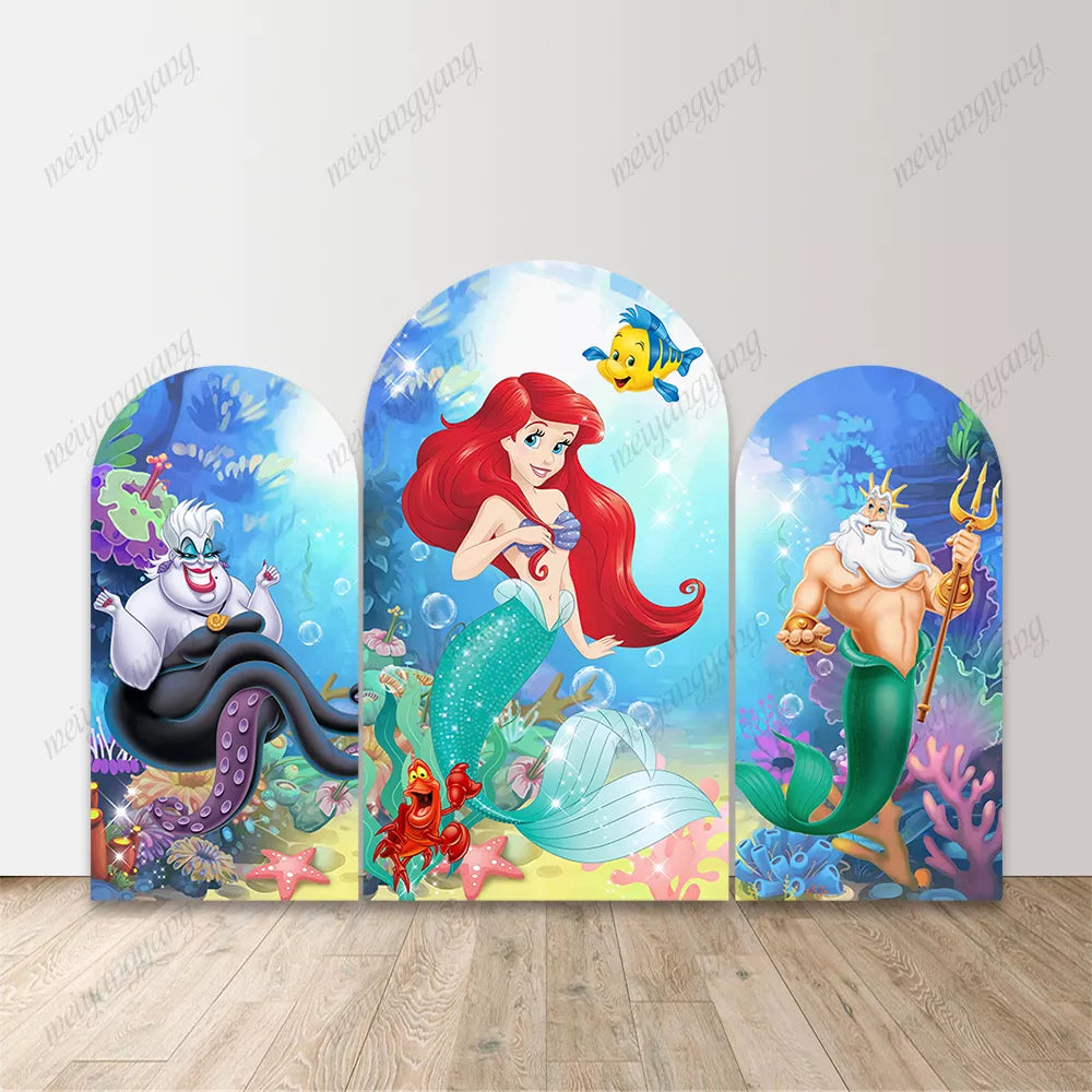 Mermaid Under the Sea Girls Birthday Arch Backdrop