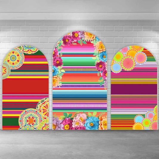 Mexican Fiesta Birthday Party Baby Shower Newborn Arched Backdrop Summer Floral Background Elastic