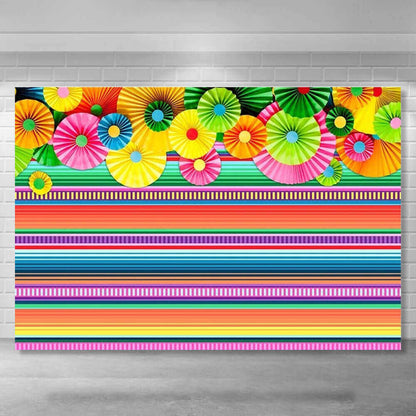 Mexico Fiesta Theme Photography Backdrop Cinco De Mayo Colorful Flowers Mexican Festival Fiesta Party Decor Banners