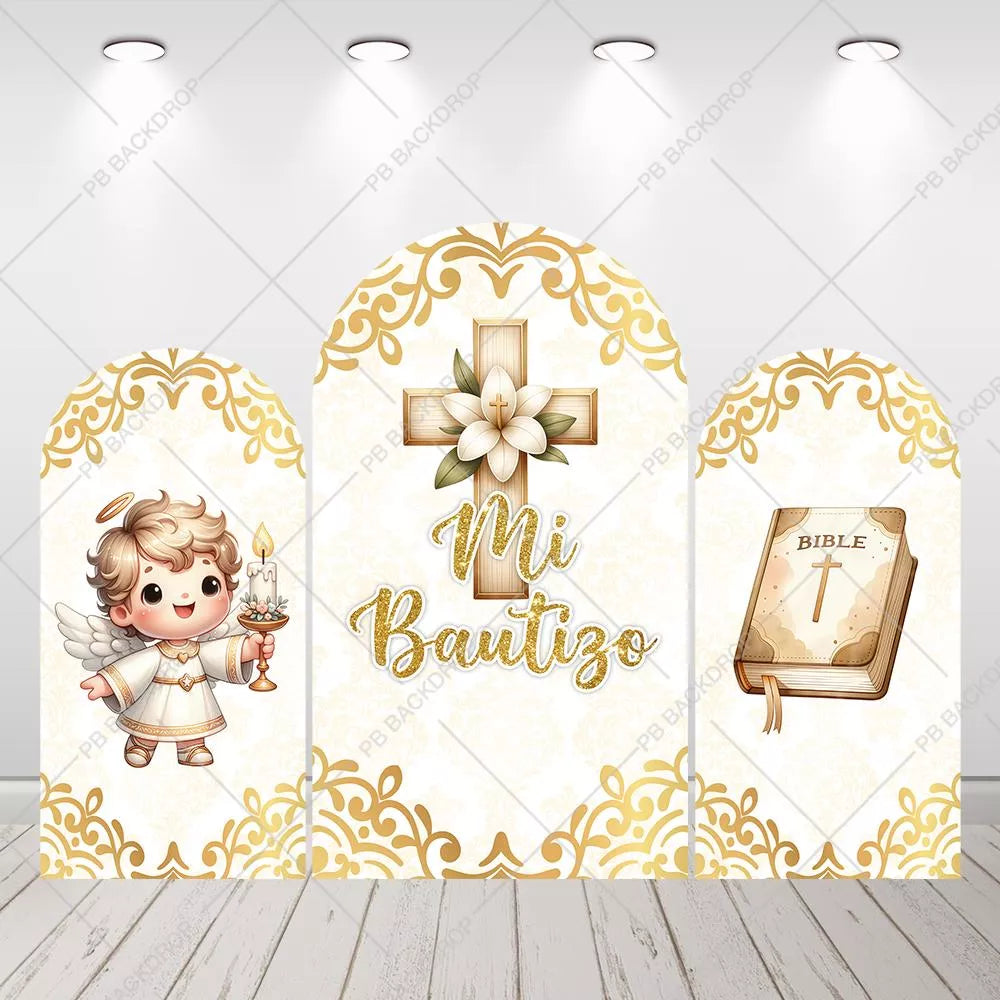 Mi Bautizo Baptism Arch Backdrop Cute Angel Baby Christening Party Decor
