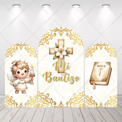 Mi Bautizo Baptism Arch Backdrop Cute Angel Baby Christening Party Decor
