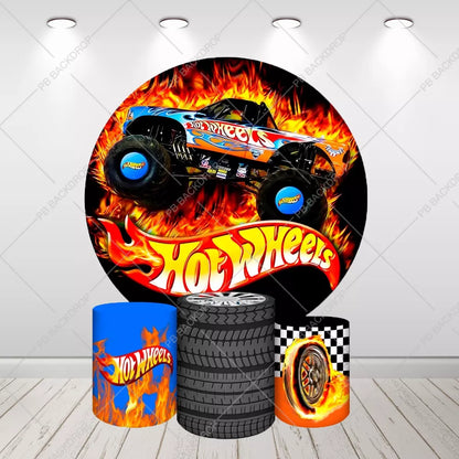 Monster Truck Racing Car Boys Birthday Backdrop