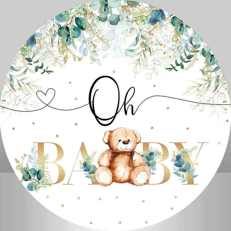 Oh Baby Bear Theme Shower Round Backdrop And Plinth Covers Party