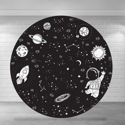 Outer Space Planet Rocket Astronaut Kids Birthday Party Backdrop