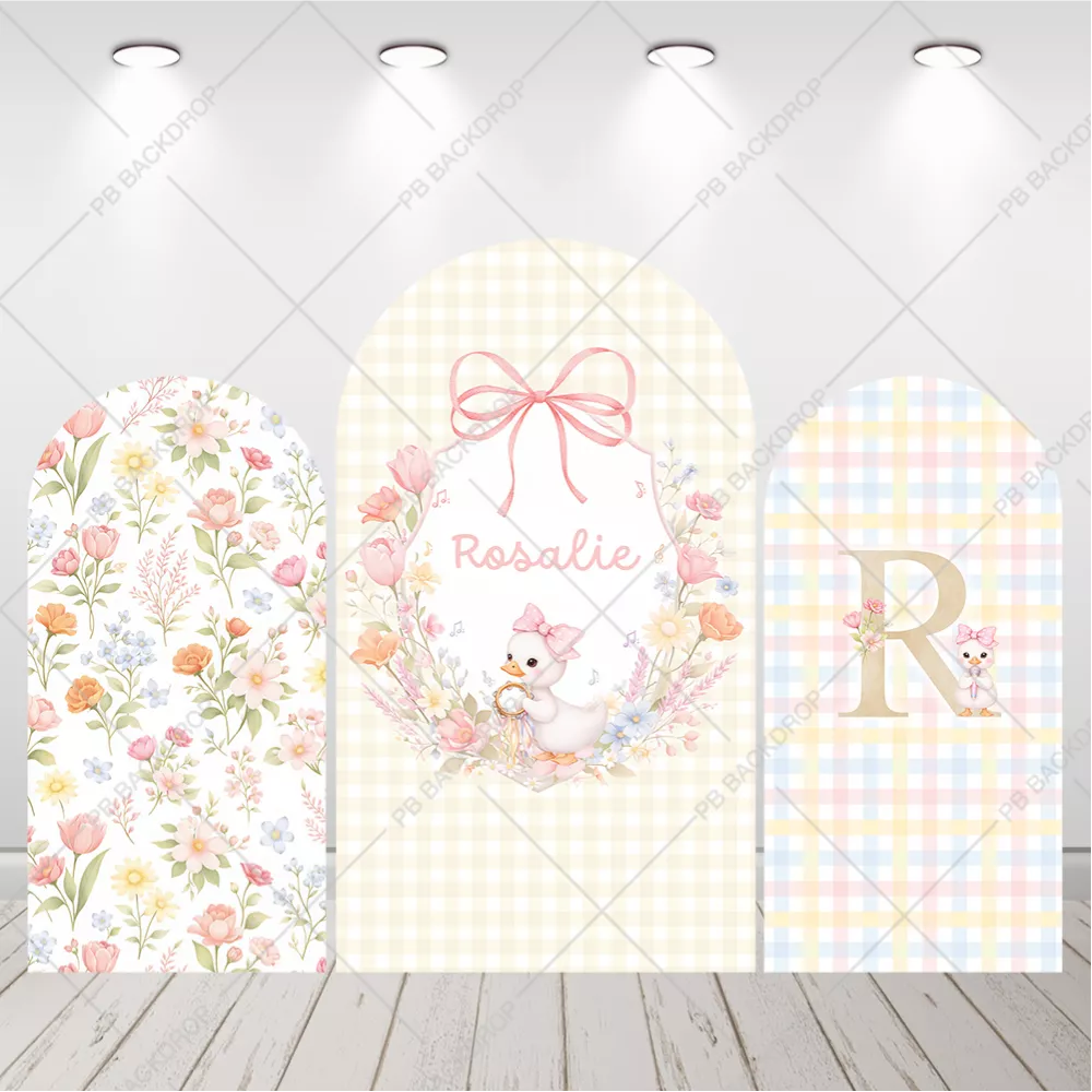 Pastel Duck Floral Arch Backdrop Baby Shower 1st Birthday Decor