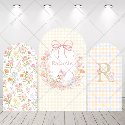 Pastel Duck Floral Arch Backdrop Baby Shower 1st Birthday Decor