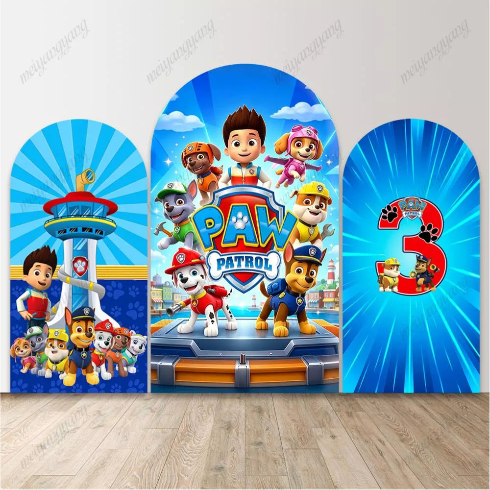 Paw Patrol Arch Backdrop Cartoon Dog Kids Birthday Party Photo Background