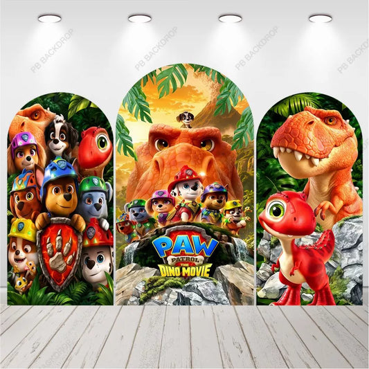 Paw Patrol Dino Movie Arch Backdrop Dinosau Kids Birthday Party Background