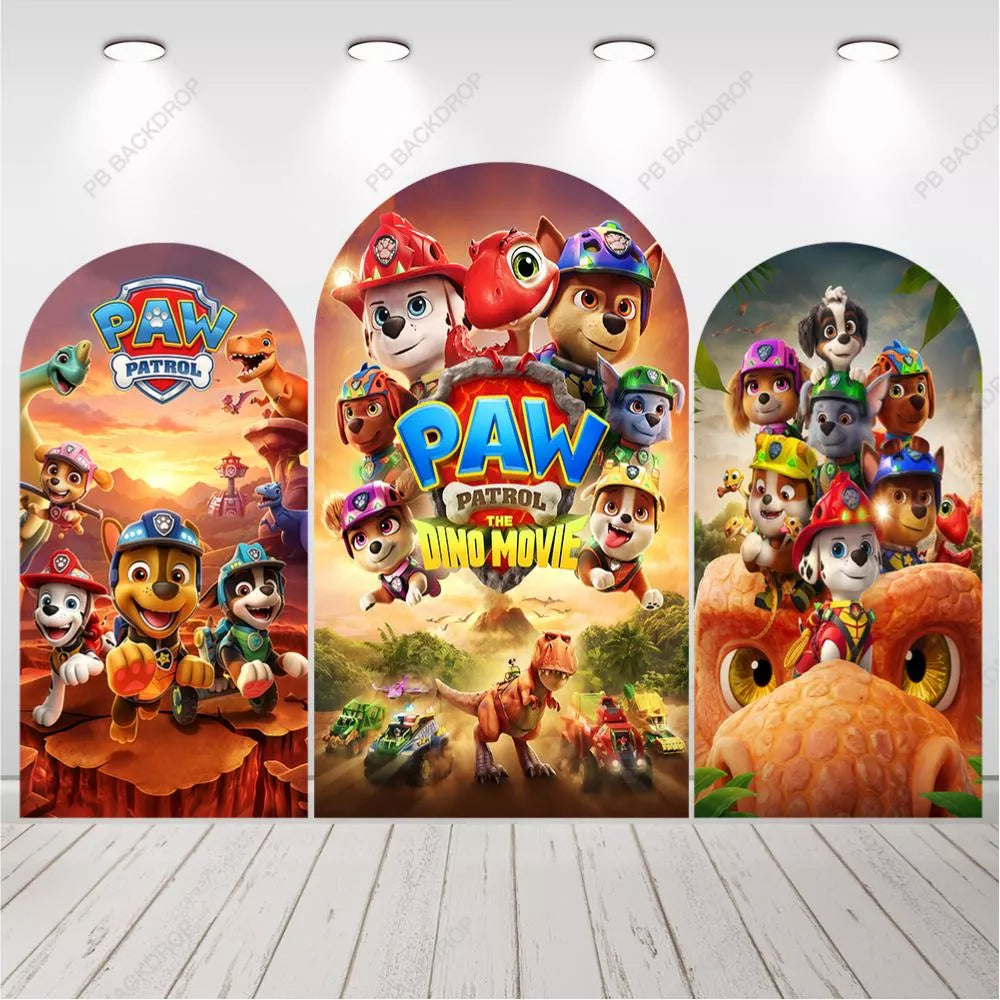 Paw Patrol Dino Movie Arch Backdrop Dinosaur Puppy Kids Birthday Party Background