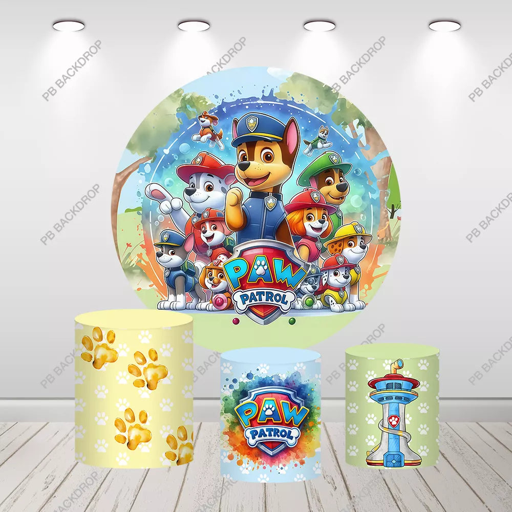 Paw Patrol Round Backdrop Kids Birthday Party Decor