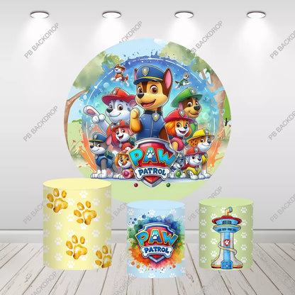 Paw Patrol Round Backdrop Kids Birthday Party Decor