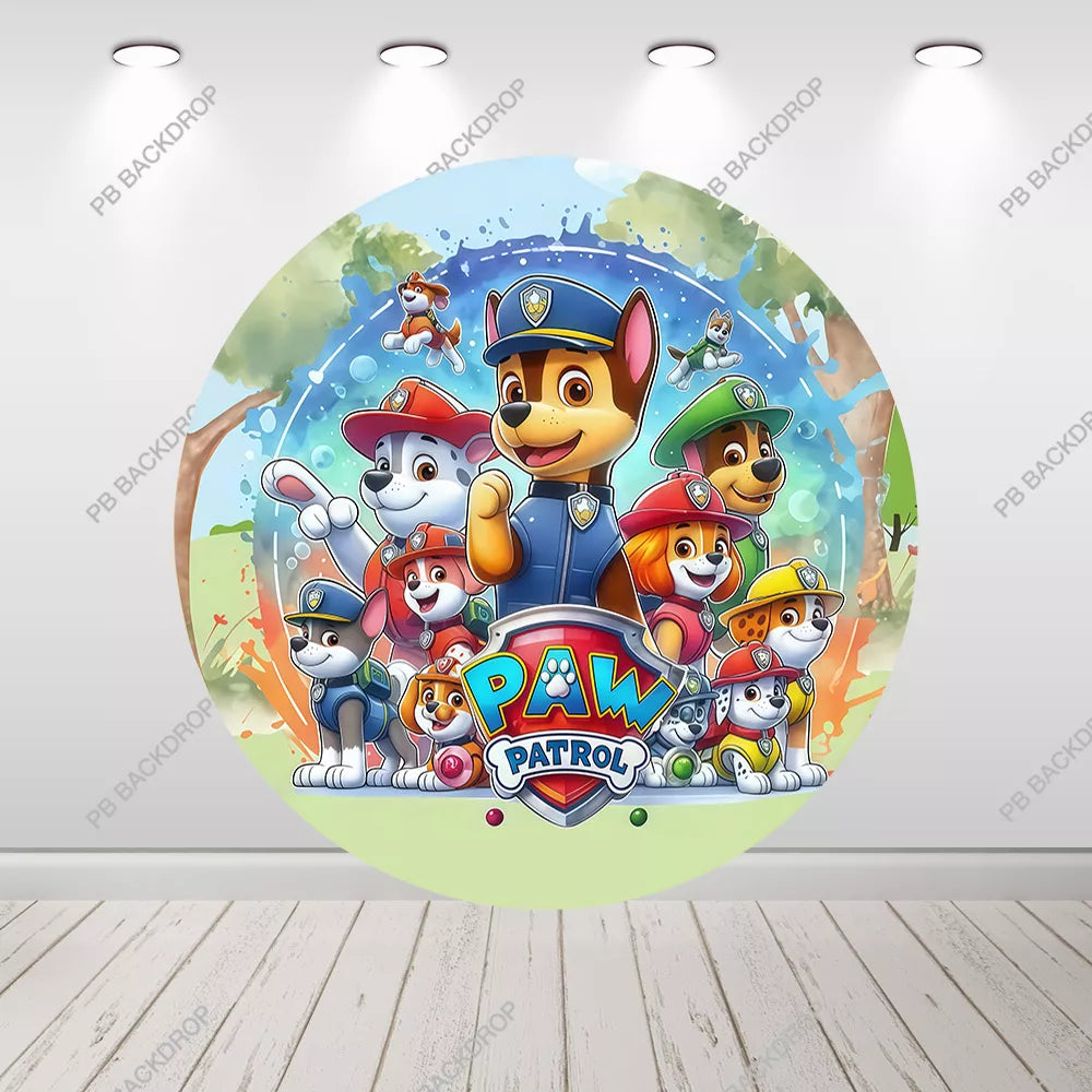 Paw Patrol Round Backdrop Kids Birthday Party Decor