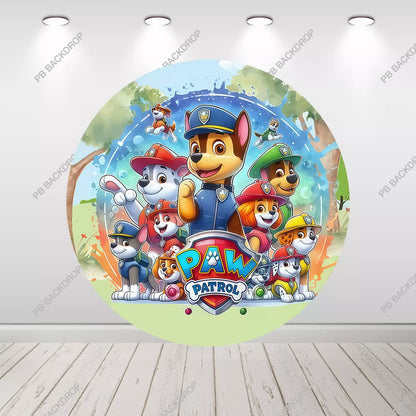 Paw Patrol Round Backdrop Kids Birthday Party Decor