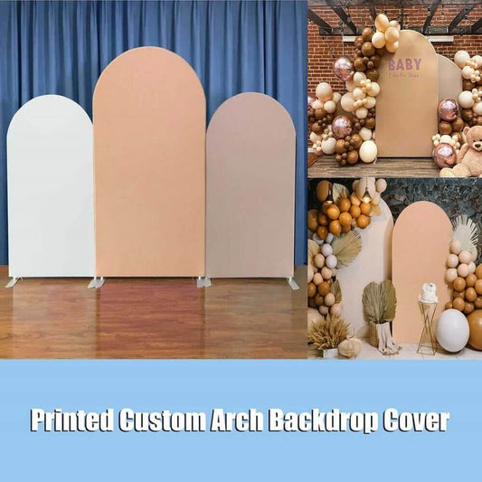 Peach Brown Solid Color Arched Backdrop Covers Fabric Double-sided