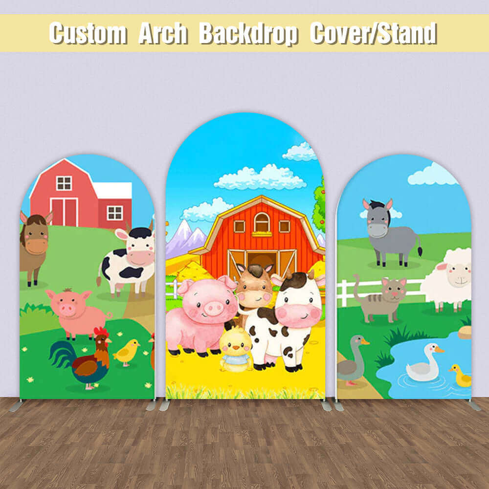 Фон с изображением сельскохозяйственных животных, арка, свинья, корова, детский день рождения, детский душ, фон для фотосъемки, декор