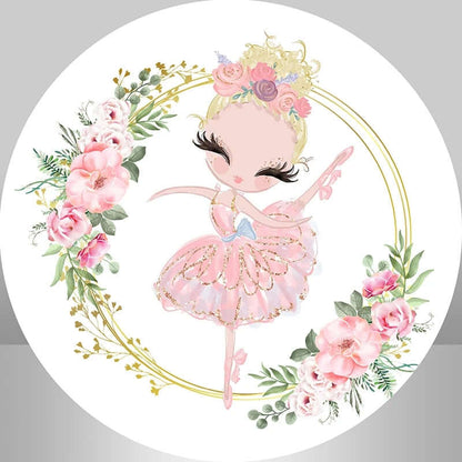 Rosa Ballerina-Kranz-Kreis-Hintergrund für Mädchen-Geburtstags-Party-Dekor
