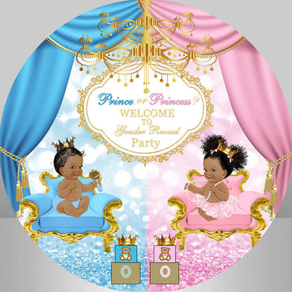 Rosa blå gardiner Prins eller prinsesse Kjønn Avslør Runde Bakteppe Party