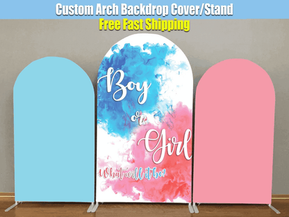 Pink Blue Gender Reveal Chiara Arch Backdrop Cover Obloukové stěnové panely pro svatební oslavu narozenin