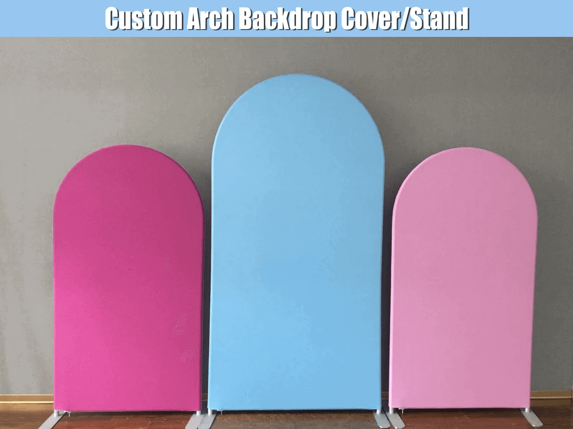 Custom Chiara Arch Backdrop Cover Double Sided Pink Blue  Arched Stands for Wedding Birthday Party Event Decor