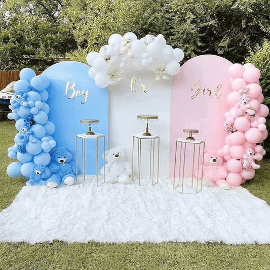 Pink Blue White Solid Color Double Sided Printed Arched Backdrop