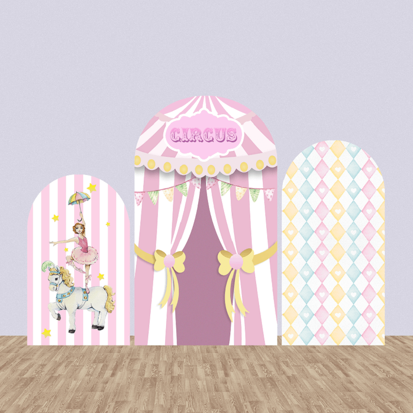 Розовый цирковой арочный фон, двусторонние тканевые чехлы для вечеринки, арочные рамки Chiara для дня рождения