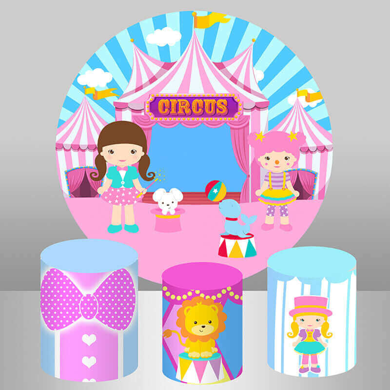 Розовый цирковой клоун девушка день рождения фон крышки цилиндров вечерние фон