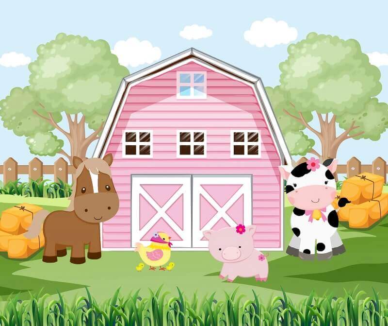 Pink Farm Animals Banner for Kids Birthday & Baby Shower – webackdrops