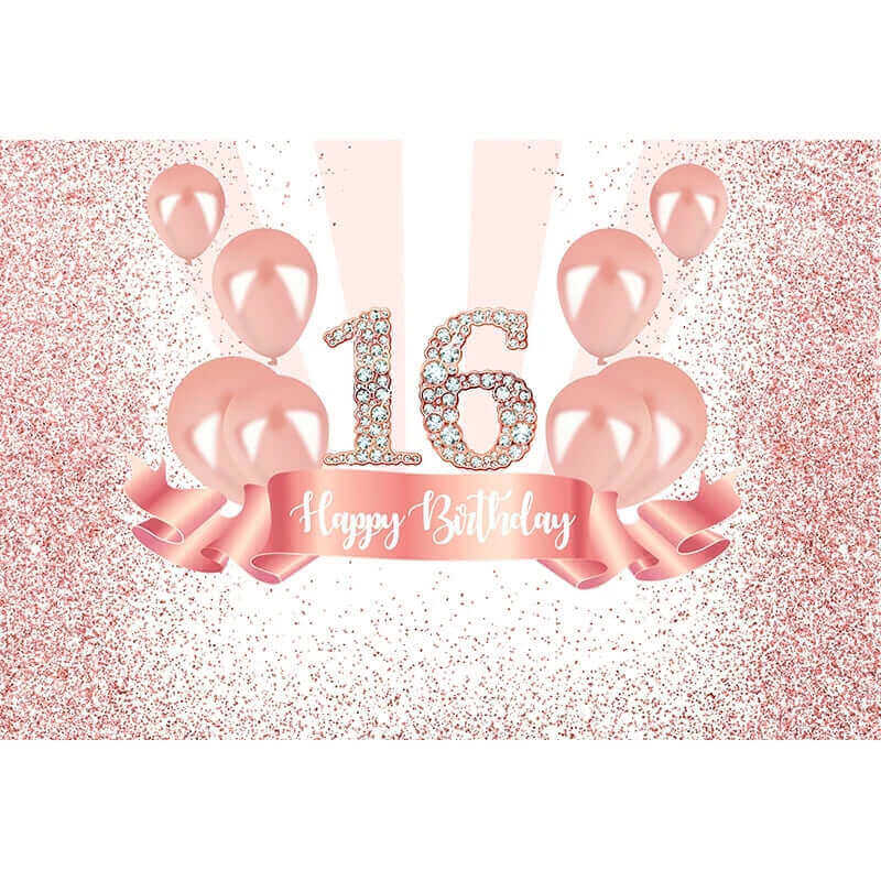 Roze Glitter Sweet 16 Verjaardag Achtergronden Dame Volwassen Ceremonie Fotografie Achtergrond Partij Achtergrond