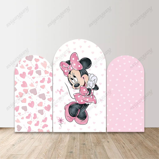 Pink Heart Minnie Mouse Arch Backdrop Girls Baby Shower Birthday Chiara Wall Banner