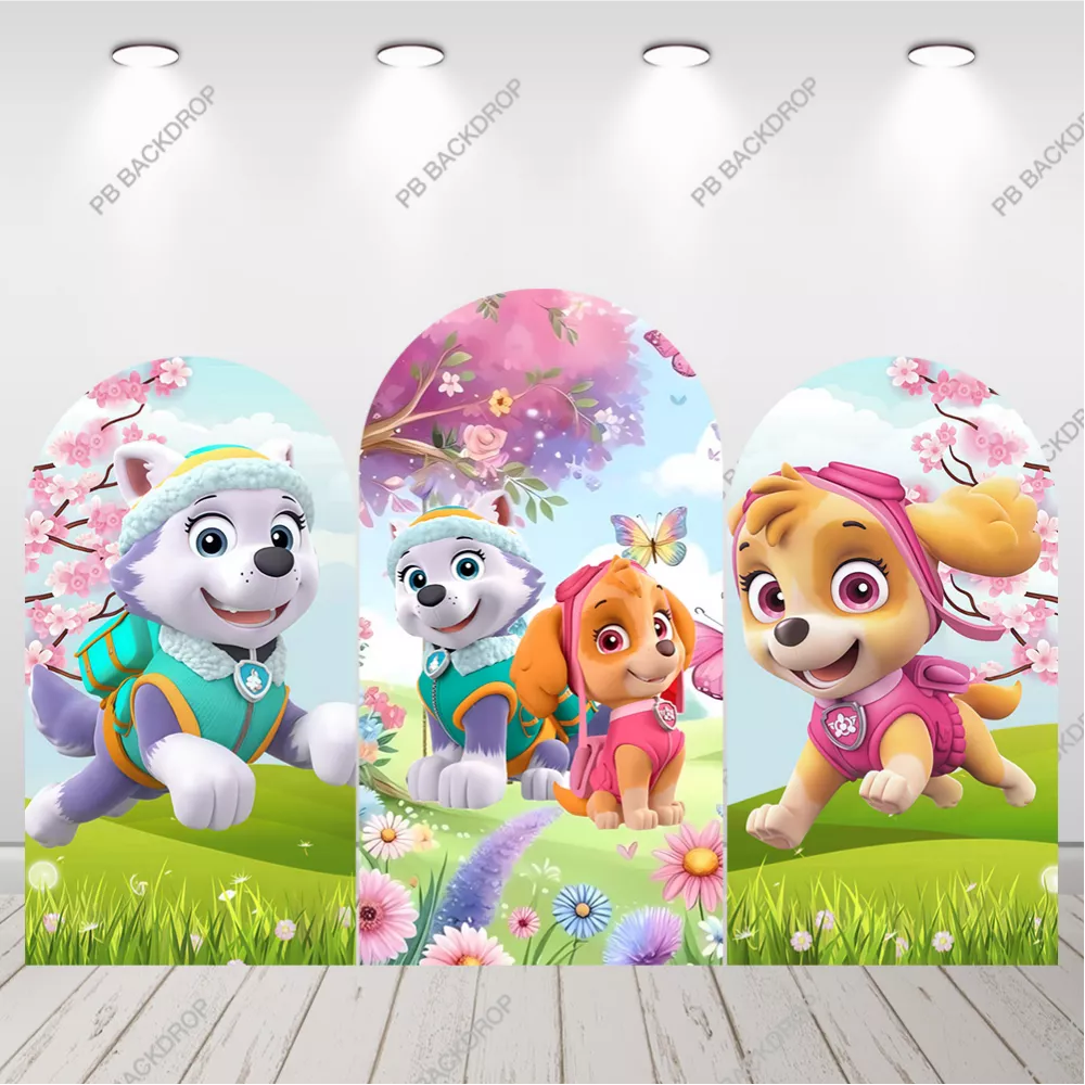 Pink Paw Patrol Arch Backdrop Skye Everest Cherry Blossom Kids Party Decor