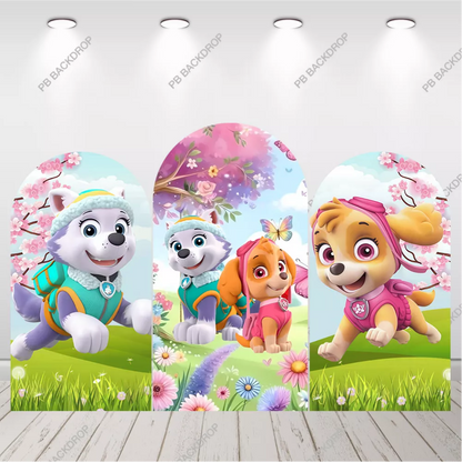 Pink Paw Patrol Arch Backdrop Skye Everest Cherry Blossom Kids Party Decor