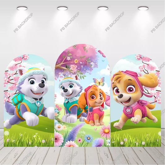Pink Paw Patrol Arch Backdrop Skye Everest Cherry Blossom Kids Party Decor